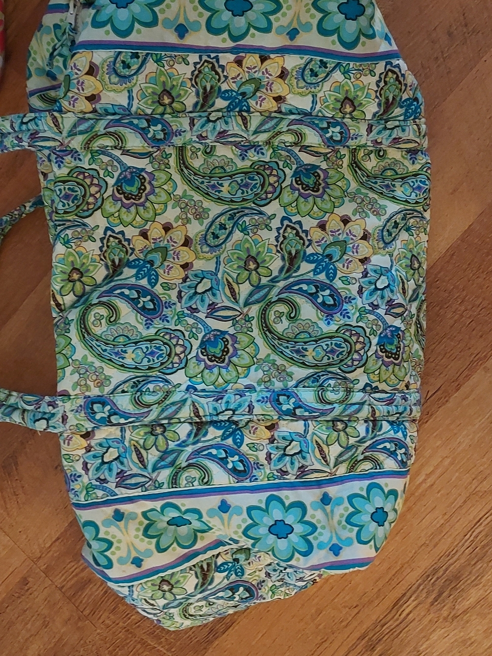 Quilted Paisley Tote in Blue & Green